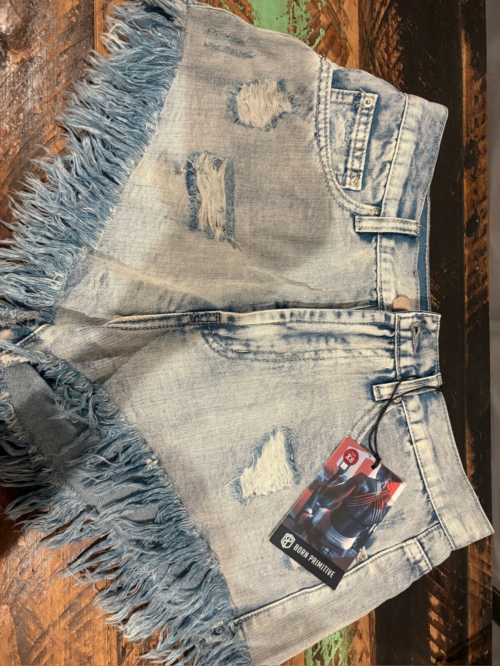 Born Primitive Light Blue Distressed Frayed Denim Shorts - Women